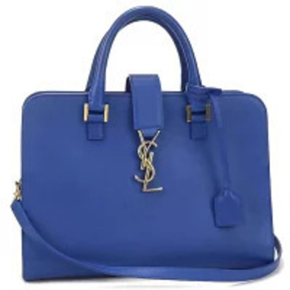 Saint Laurent Handbag Monogram Cabas Leather Blue